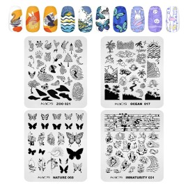 KADS 20pcs Nail Stamp Plates set Nails Art Stamping Plates Leaves Flowers Animal Nail plate Template Image Plate (20Pcs + Stamper)