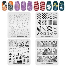 KADS 20pcs Nail Stamp Plates set Nails Art Stamping Plates Leaves Flowers Animal Nail plate Template Image Plate (20Pcs + Stamper)
