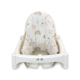 Bebek Ozel Cover- Washable & Reversible Cotton Cushion Cover for IKEA High Chair Accessories, Compatible with Antilop,Only Cover! (Brown Rainbow)