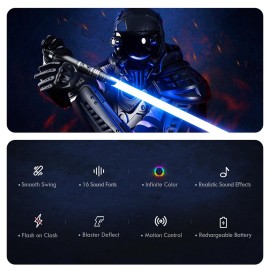 DAMIENSABER Upgrade RGB3.0 Smooth Swing Light Saber, Motion Control Light Saber with Realistic 16 Sound Fonts Infinite Color Changing 16 RGB, Heavy Dueling Metal Light Sabers for Adults, Rechargeable