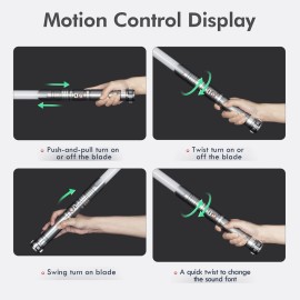 DAMIENSABER Upgrade RGB3.0 Smooth Swing Light Saber, Motion Control Light Saber with Realistic 16 Sound Fonts Infinite Color Changing 16 RGB, Heavy Dueling Metal Light Sabers for Adults, Rechargeable