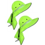 Goyoma Men High Visibility Reflective Safety Neck Flap Sun Wide Brim Boonie Hat Cap (Yellow 2pc)