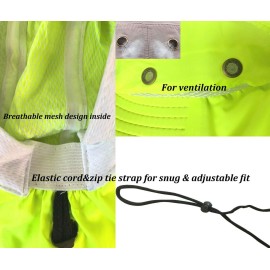 Goyoma Men High Visibility Reflective Safety Neck Flap Sun Wide Brim Boonie Hat Cap (Yellow 2pc)