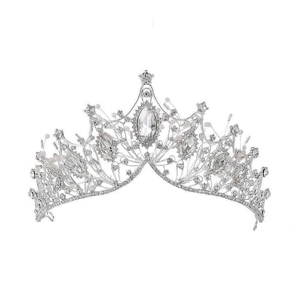 Baroque Queen Crown, Sinide Wedding Crown for Bride Rhinestone Princess Tiara for Women Silver Crown Princess Crystal Headband Tiaras for Girls Wedding Halloween Faire Costume Birthday Hair