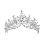 Baroque Queen Crown, Sinide Wedding Crown for Bride Rhinestone Princess Tiara for Women Silver Crown Princess Crystal Headband Tiaras for Girls Wedding Halloween Faire Costume Birthday Hair