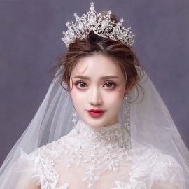 Baroque Queen Crown, Sinide Wedding Crown for Bride Rhinestone Princess Tiara for Women Silver Crown Princess Crystal Headband Tiaras for Girls Wedding Halloween Faire Costume Birthday Hair