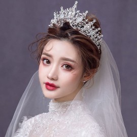 Baroque Queen Crown, Sinide Wedding Crown for Bride Rhinestone Princess Tiara for Women Silver Crown Princess Crystal Headband Tiaras for Girls Wedding Halloween Faire Costume Birthday Hair