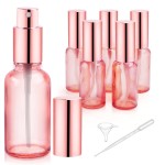 DMuuuDM 6 Pack 1 Oz Pink Glass Spray Bottles,Empty Perfume Fine Mist Atomizer,Rose-Golden Pump Head Travel Liquid Holder Containers for Cologne,Essential Oils,Body Sprays