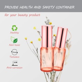 DMuuuDM 6 Pack 1 Oz Pink Glass Spray Bottles,Empty Perfume Fine Mist Atomizer,Rose-Golden Pump Head Travel Liquid Holder Containers for Cologne,Essential Oils,Body Sprays