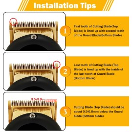 Blade Fit for Wahl Clippers Blades Replacement, Precision 2 Holes Adjustable Hair Trimmer Parts Blades Compatible with Wahl MC3 Replacement Blades, 5 Star Series , Super Taper, Magic Clip blade