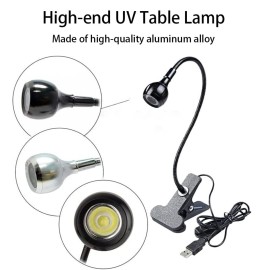 Brokimis Mini UV Lamp for Gel Nails, LED Curing Lamp with Flexible Gooseneck & Clamp 3W Portable Small Manicure UV Light Nail Dryer for Resin Curing Nail Art