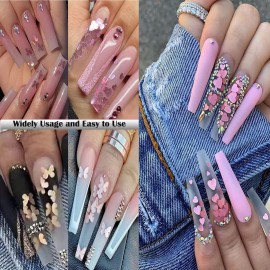 KACHIMOO Nail Glitter Sequins,12 Grids Gold Pink Nail Glitter Flakes 3D Cherry Blossoms Butterfly Nail Sequin Flakes Rabbit Heart Nail Charm Nail Accessories for Nail Art Decoration