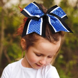 12 PCS 8 Large Glitter Cheer Bows Blue Black Girl Hair Bows Sparkly Cheerleading Softball Team Bow Hair Accessories for cheerleaders football Competition Sports 12 PCS 8 Large Glitter Cheer Bows Blue Black Girl Hair Bows Sparkly Cheerleading Softball Team Bow Hair Accessories for cheerleaders football Competition Sports