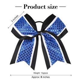 12 PCS 8 Large Glitter Cheer Bows Blue Black Girl Hair Bows Sparkly Cheerleading Softball Team Bow Hair Accessories for cheerleaders football Competition Sports 12 PCS 8 Large Glitter Cheer Bows Blue Black Girl Hair Bows Sparkly Cheerleading Softball Team Bow Hair Accessories for cheerleaders football Competition Sports