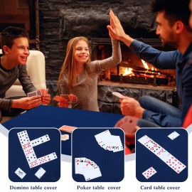 Frienda Game Table Cover Felt Game Tablecover Folding Tablecloth for Card Table for Playing Poker Cards Mahjong Jigsaw Puzzles Board Games, Table Not Included (Blue, 34 x 34 x 4 Inch)