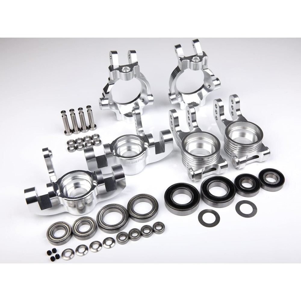 GTBracing GTB Metal 1/5 RC Car LOSI 5ive -T Front Spindle Block Knuckles & Rear Wheel Hub and C Upgrade Parts (Front+Rear+C Hub, Silver)