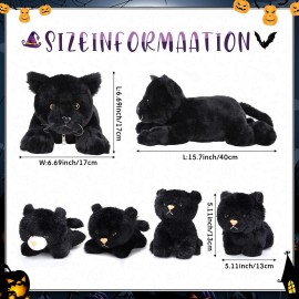 Skylety 5 Pieces Cat Stuffed Animal with Babies Inside Belly Pregnant Cat Plush Mommy Kitty with 4 Cute Fluffy Stuffed Kittens Easter Birthday Surprise Gifts(Black)
