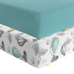 Featherhead 2-Pack Fitted Crib Sheets - 100% Cotton - 52 x 28 x 9 for Standard Crib and Toddler Mattress (Percale Green Balloons)