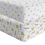 Featherhead 2-Pack Fitted Crib Sheets - 100% Cotton - 52 x 28 x 9 for Standard Crib and Toddler Mattress (Percale Blue Foxes)