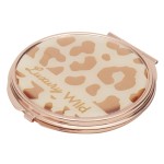 Home Basics Leopard Cosmetic Pocket Mirror, (1x/2x Magnification), Pink