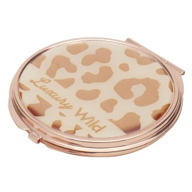 Home Basics Leopard Cosmetic Pocket Mirror, (1x/2x Magnification), Pink