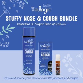 Oilogic Stuffy Nose & Cough Vapor Bath & Roll-On Essential Oil for Babies & Toddlers - Gentle Baby Bath Essentials Soothe & Comfort - Pediatrician-Tested & Safe for Babies