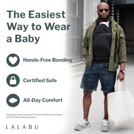Lalabu The Dad Shirt | Hands-Free Baby Carrier for Dad with Kangaroo Pouch | Engineered for Bonding, Safety, & Comfort for Newborns Up to 15 Lbs. | CPSC Approved - Pure Black - XL