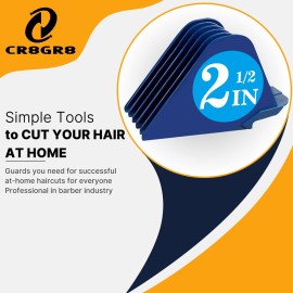 Clipper Guards for Wahl 10 12 14 16 18 20 Hair Clipper Guards 6pcs Extra Long Clipper Guard Attachments 2.5 Inch Clipper Guides Multiple Sizes Universal 2.5, 2.25, 2, 1.75, 1.5, 1.25 (Blue)