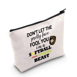 TSOTMO Softball Zipper Makeup Pouch for Softball Lovers Player Coach Team Bag (BEAST)