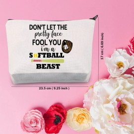 TSOTMO Softball Zipper Makeup Pouch for Softball Lovers Player Coach Team Bag (BEAST)