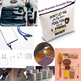 TSOTMO Softball Zipper Makeup Pouch for Softball Lovers Player Coach Team Bag (BEAST)