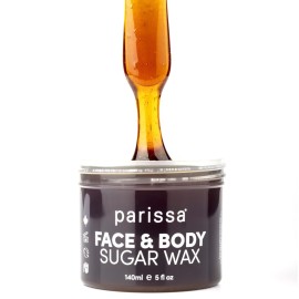 Parissa Face & Body Sugar Wax for Sensitive Skin, 100% Natural Hair Removal, At-Home Waxing Kit - 140ml Chamomile Sugar Wax, 20 Epilation Strips, 3 Wooden Spatulas, 5 Fl Oz (Pack of 1)