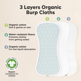 Organic Burp Cloths Baby Boy & Girl - 5-Pack Super Absorbent Cotton Burping Cloths for Babies, Soft & Plush Newborn Spit Up Rags, Infant Towels for Milk Spit Up, Unisex, Large 21 x 10 (Blooms)