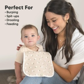 Organic Burp Cloths Baby Boy & Girl - 5-Pack Super Absorbent Cotton Burping Cloths for Babies, Soft & Plush Newborn Spit Up Rags, Infant Towels for Milk Spit Up, Unisex, Large 21 x 10 (Blooms)