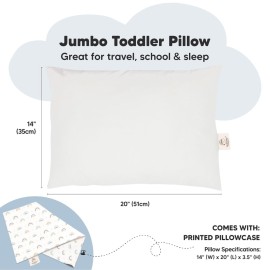 KeaBabies Toddler Pillow with Pillowcase, Jumbo 14X20 - Soft Organic Cotton Toddler Pillows for Sleeping - Machine Washable - Perfect for Travel, Toddler Bed Set (Jolly Rainbow)