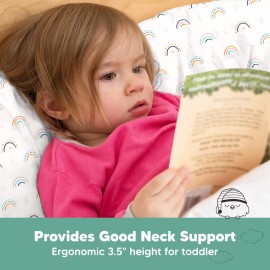 KeaBabies Toddler Pillow with Pillowcase, Jumbo 14X20 - Soft Organic Cotton Toddler Pillows for Sleeping - Machine Washable - Perfect for Travel, Toddler Bed Set (Jolly Rainbow)