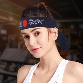 Uonlytech Mens Headband 2pcs Japanese Bushido Headbands, Bushido Hachimaki Headband Chef Bandana Tie Samurai Headband for Sports Exercise Cooking Kitchen Bandana Headband