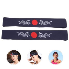 Uonlytech Mens Headband 2pcs Japanese Bushido Headbands, Bushido Hachimaki Headband Chef Bandana Tie Samurai Headband for Sports Exercise Cooking Kitchen Bandana Headband