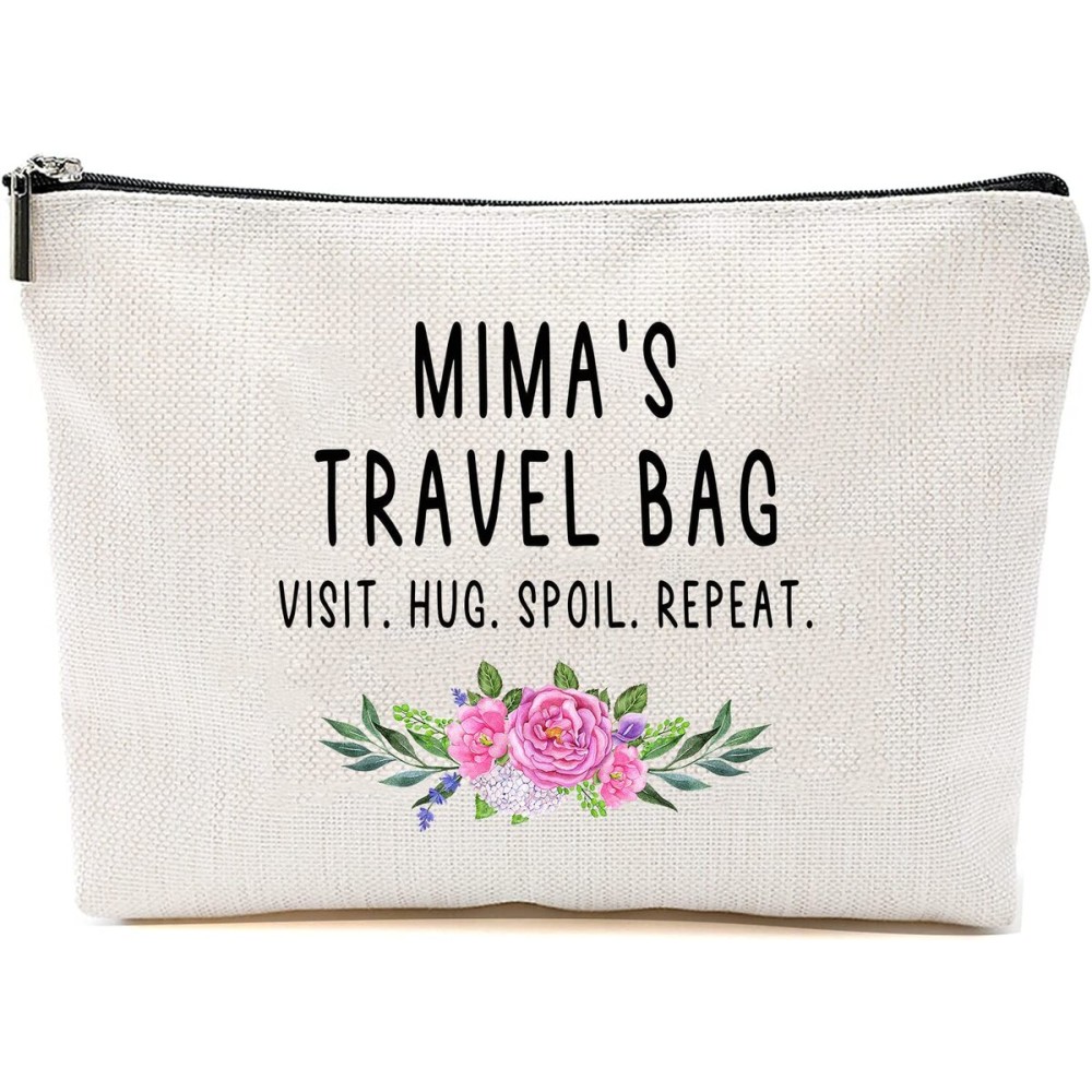 HTDesigns Mima Travel Bag - Mima Gift - Grandma Makeup Bag - Birthday Gift Mima - Mother Day Gift - Travel Cosmetic Bag From Grandchildren