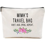 HTDesigns Mima Travel Bag - Mima Gift - Grandma Makeup Bag - Birthday Gift Mima - Mother Day Gift - Travel Cosmetic Bag From Grandchildren