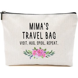 HTDesigns Mima Travel Bag - Mima Gift - Grandma Makeup Bag - Birthday Gift Mima - Mother Day Gift - Travel Cosmetic Bag From Grandchildren