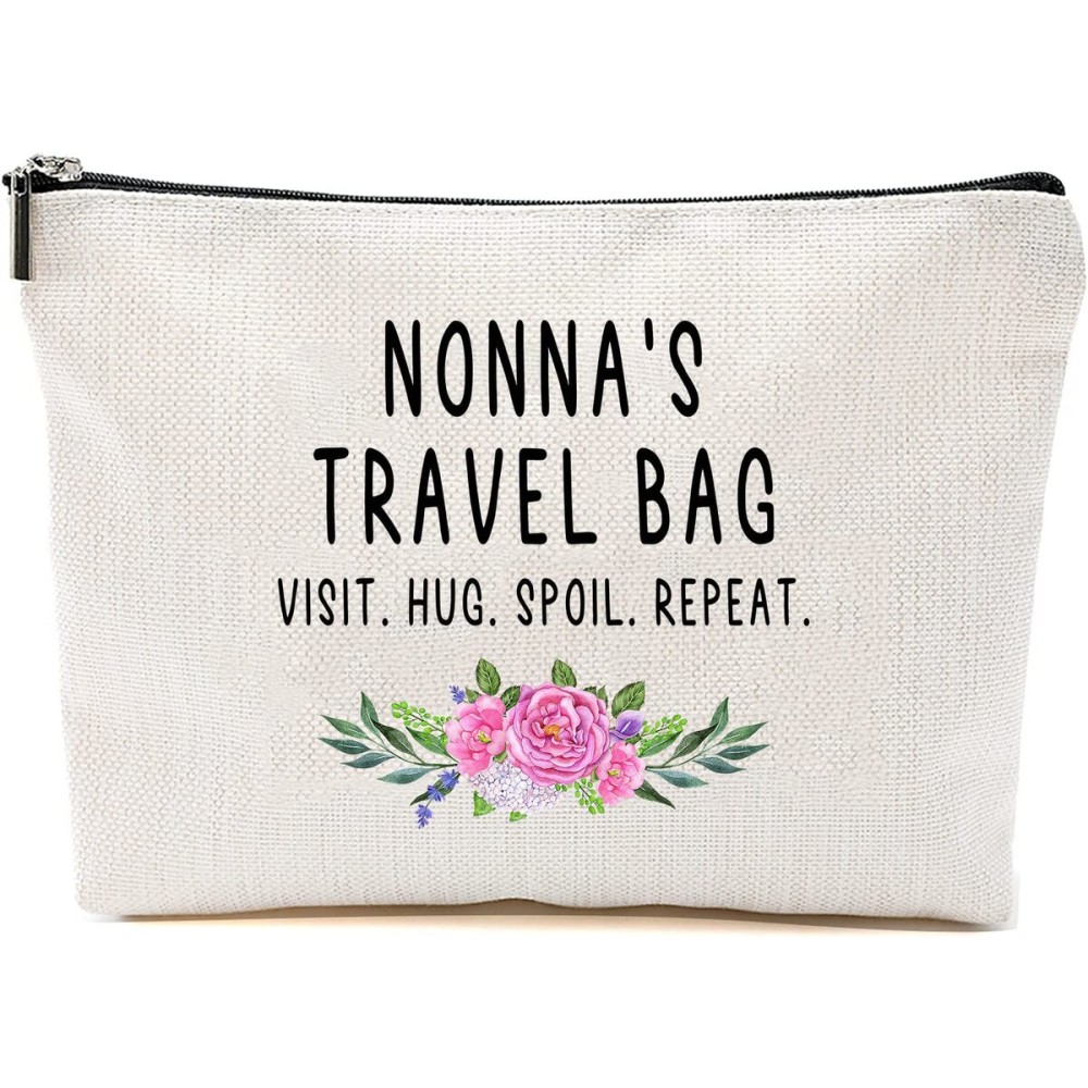 HTDesigns Nonna Travel Bag - Nonna Gift - Grandma Makeup Bag - Birthday Gift Nonna - Mother Day Gift - Travel Cosmetic Bag From Grandchildren