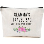 HTDesigns Glamma Travel Bag - Glamma Gift - Grandma Makeup Bag - Birthday Gift Glamma - Mother Day Gift - Travel Cosmetic Bag From Grandchildren