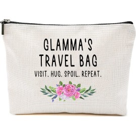 HTDesigns Glamma Travel Bag - Glamma Gift - Grandma Makeup Bag - Birthday Gift Glamma - Mother Day Gift - Travel Cosmetic Bag From Grandchildren