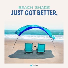 Shibumi Shade Mini, World\'s Best Beach Shade with Quiet Canopy, The Original Wind-Powered Beach Canopy, Provides 75 Sq. Ft. of Shade up to 8ppl, Sets up in 2 Min, Wind Assist Included