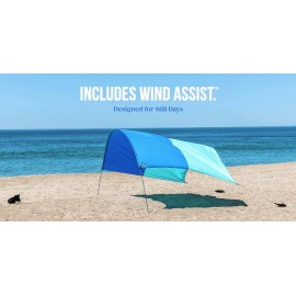 Shibumi Shade Mini, World\'s Best Beach Shade with Quiet Canopy, The Original Wind-Powered Beach Canopy, Provides 75 Sq. Ft. of Shade up to 8ppl, Sets up in 2 Min, Wind Assist Included