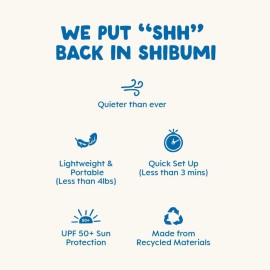 Shibumi Shade Mini, World\'s Best Beach Shade with Quiet Canopy, The Original Wind-Powered Beach Canopy, Provides 75 Sq. Ft. of Shade up to 8ppl, Sets up in 2 Min, Wind Assist Included