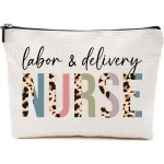 HTDesigns Labor And Delivery Nurse Cosmetics Bag - Leopard L&D Nurse Makeup Bag - Gifts For L&D Nurse - Labor And Delivery Nurse Birthday Gift - Cosmetic Travel Pouch Bag