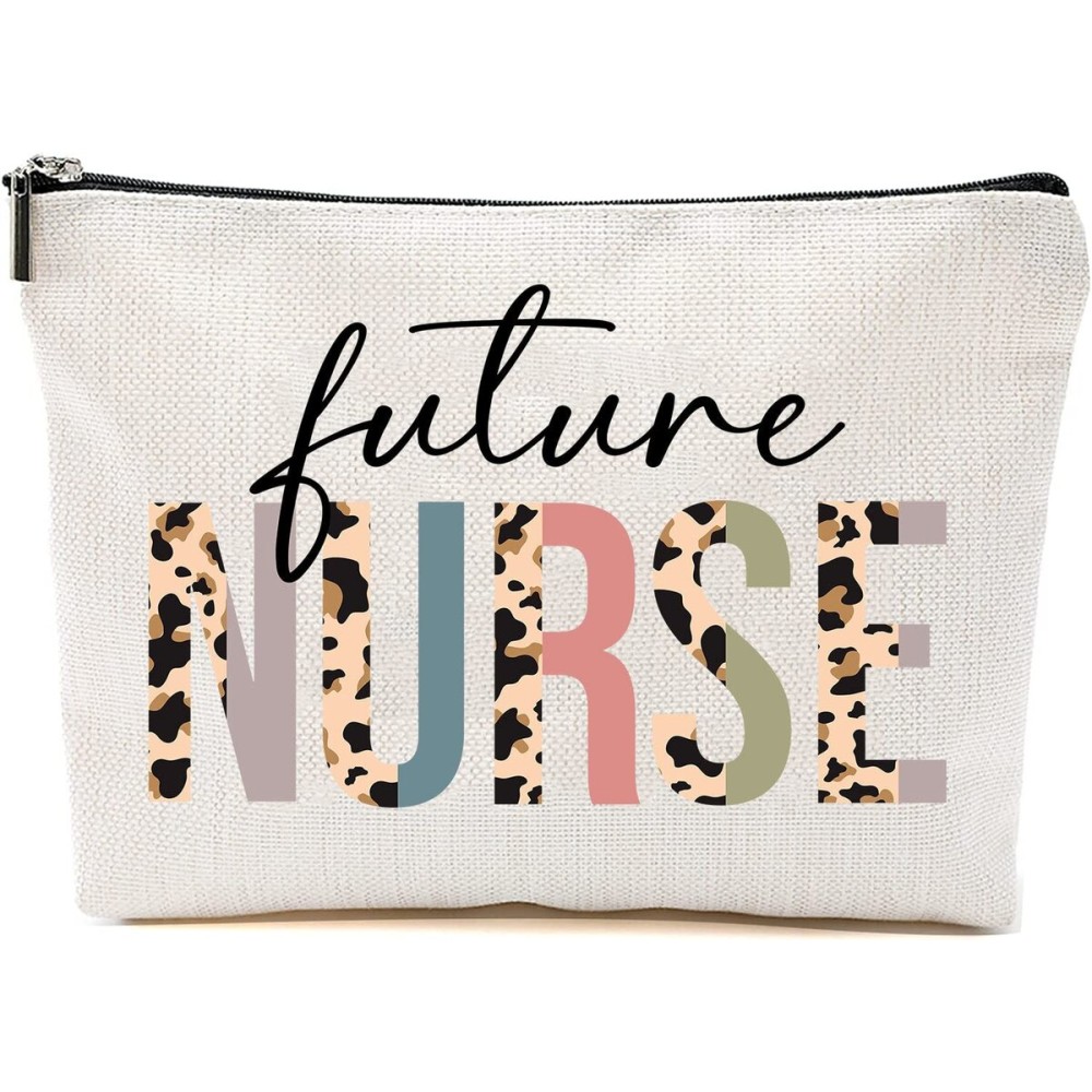 HTDesigns Future Nurse Cosmetics Bag - Leopard Future Nurse Makeup Bag - Gifts For Future Nurse - Future Nurse Birthday Gift - Cosmetic Travel Pouch Bag, White, 7\'\'x9.8\'\' HTDesigns Future Nurse Cosmetics Bag - Leopard Future Nurse Makeup Bag - Gifts For Future Nurse - Future Nurse Birthday Gift - Cosmetic Travel Pouch Bag, White, 7\'\'x9.8\'\'