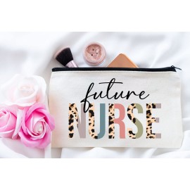 HTDesigns Future Nurse Cosmetics Bag - Leopard Future Nurse Makeup Bag - Gifts For Future Nurse - Future Nurse Birthday Gift - Cosmetic Travel Pouch Bag, White, 7\'\'x9.8\'\' HTDesigns Future Nurse Cosmetics Bag - Leopard Future Nurse Makeup Bag - Gifts For Future Nurse - Future Nurse Birthday Gift - Cosmetic Travel Pouch Bag, White, 7\'\'x9.8\'\'